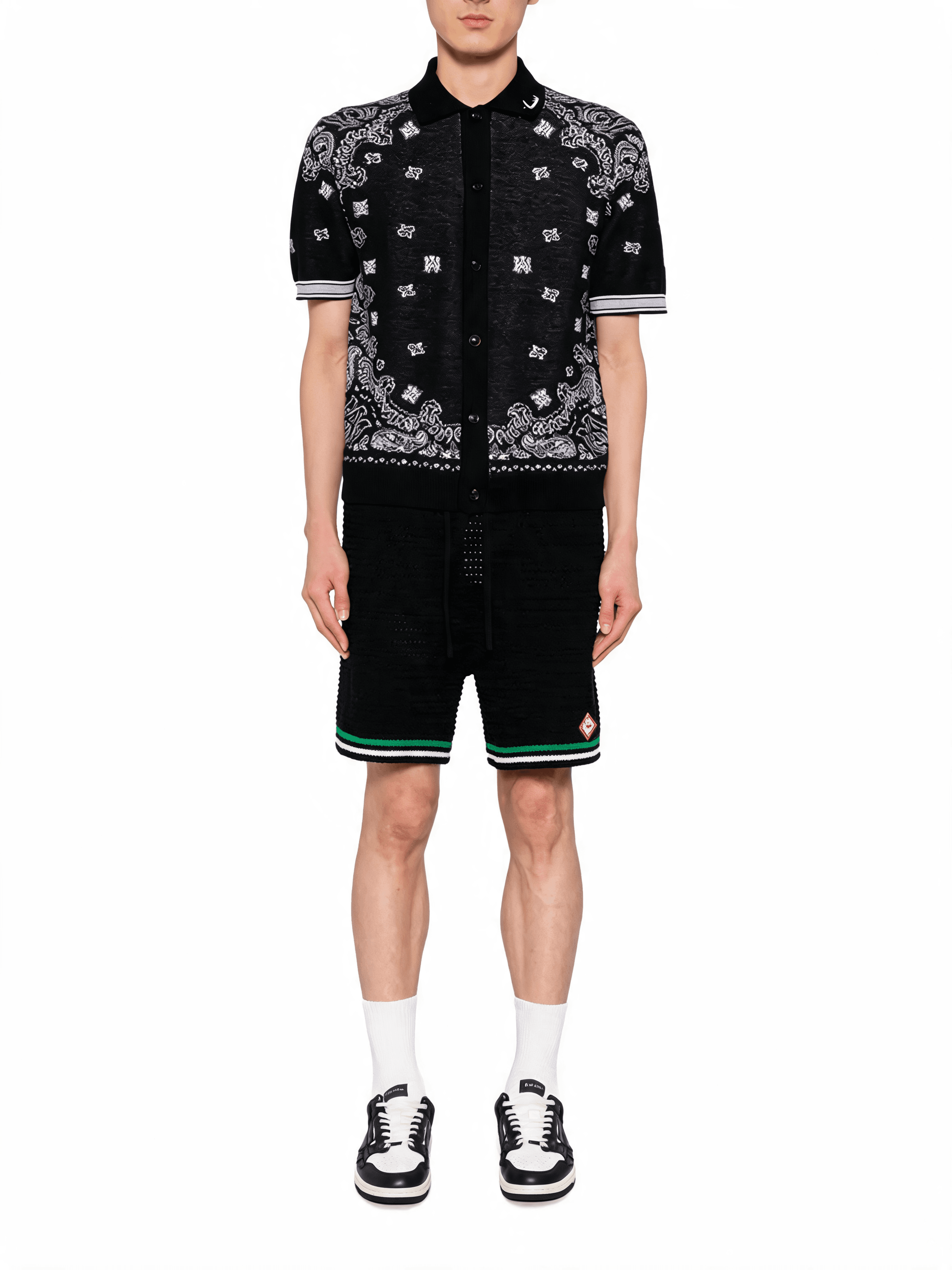 Bandana Print Button-Up Polo