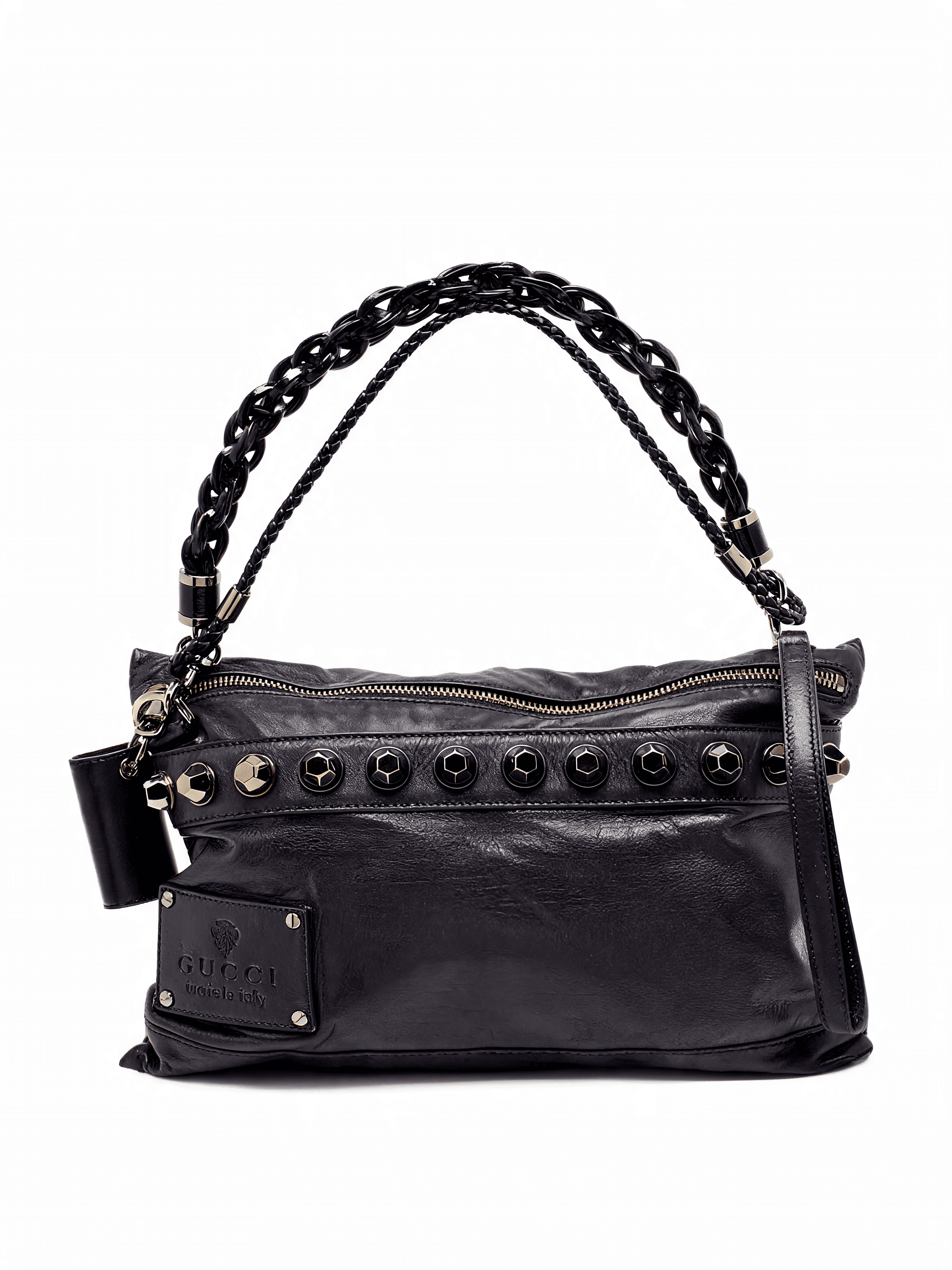 Babouska Studded Leather Messenger Hobo