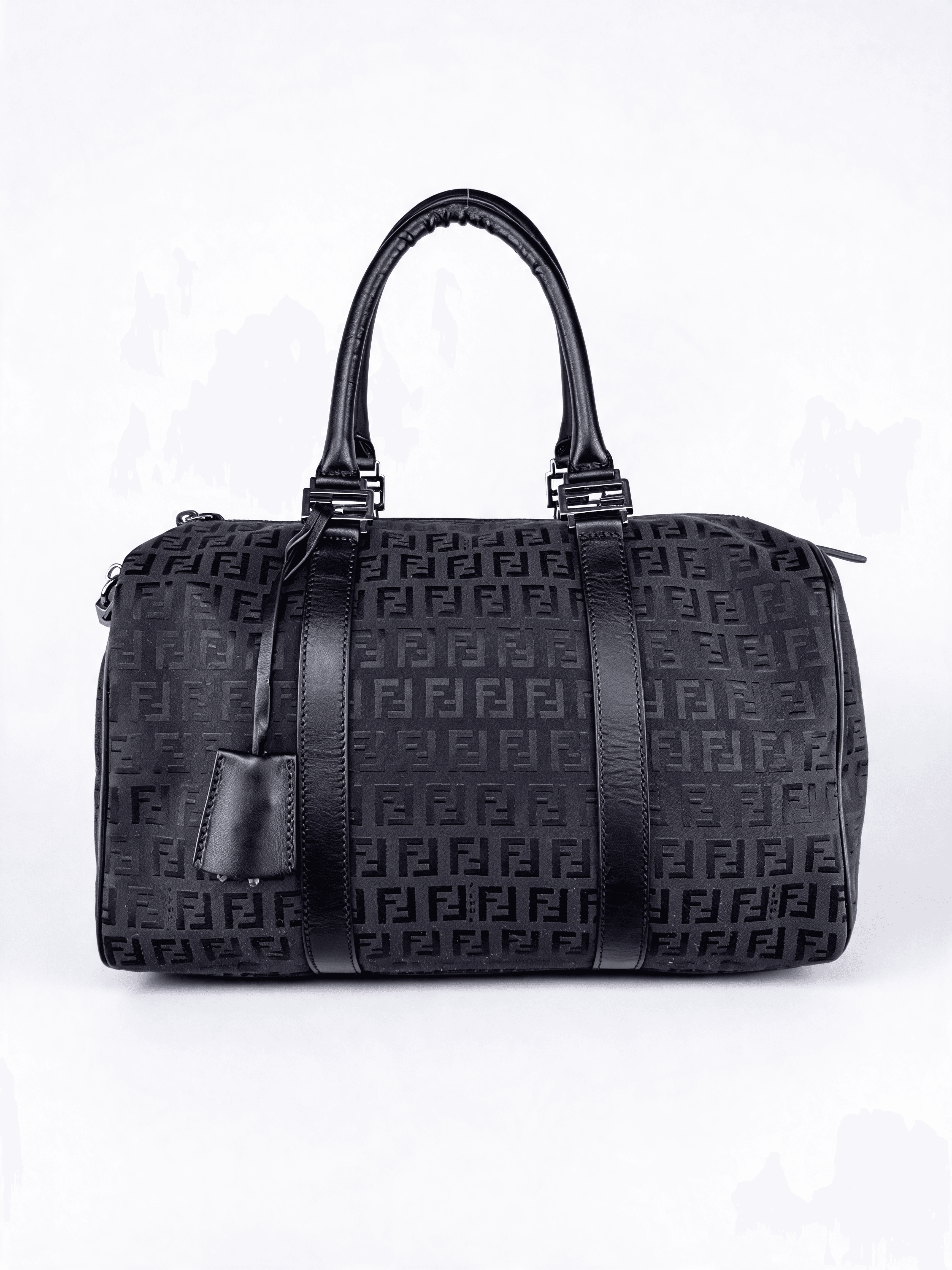 Zucca Canvas Monogram Boston Bag Black Leather